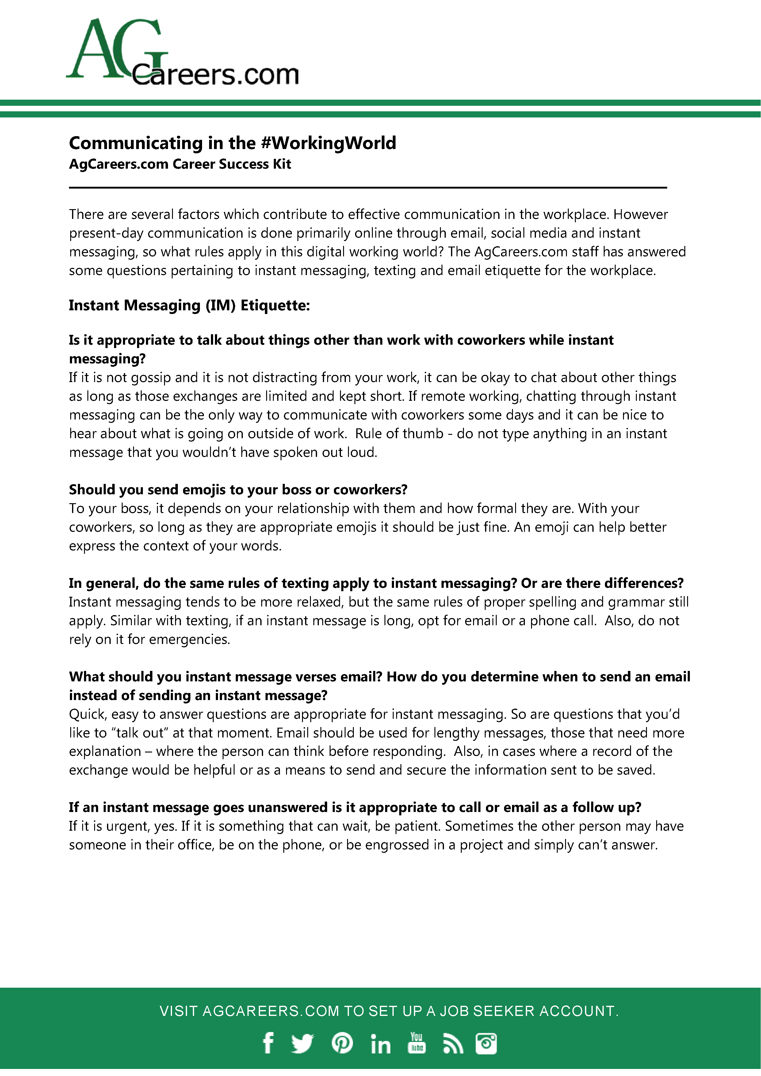 Communicating in the Working World 