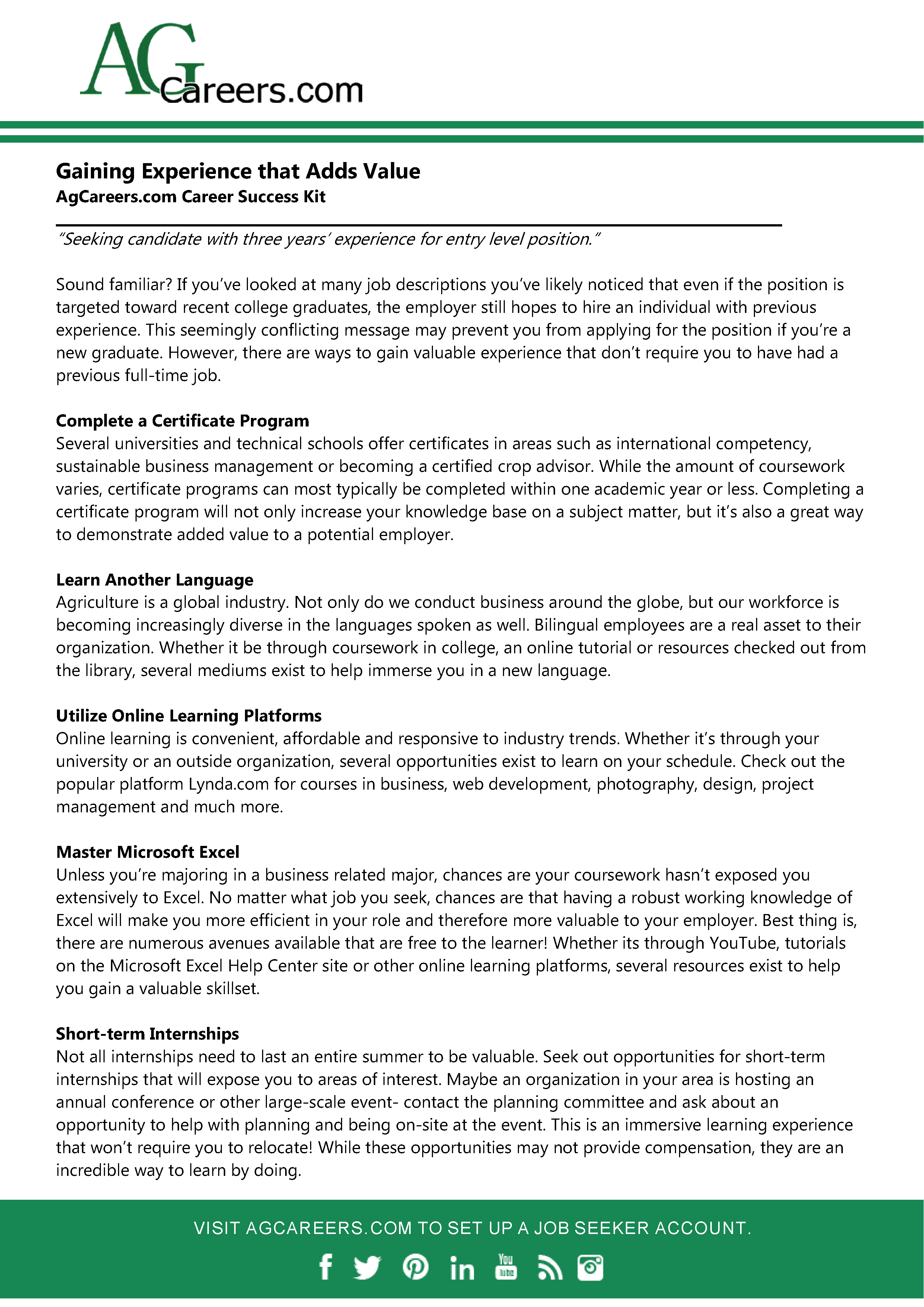 Gaining Experience That Adds Value