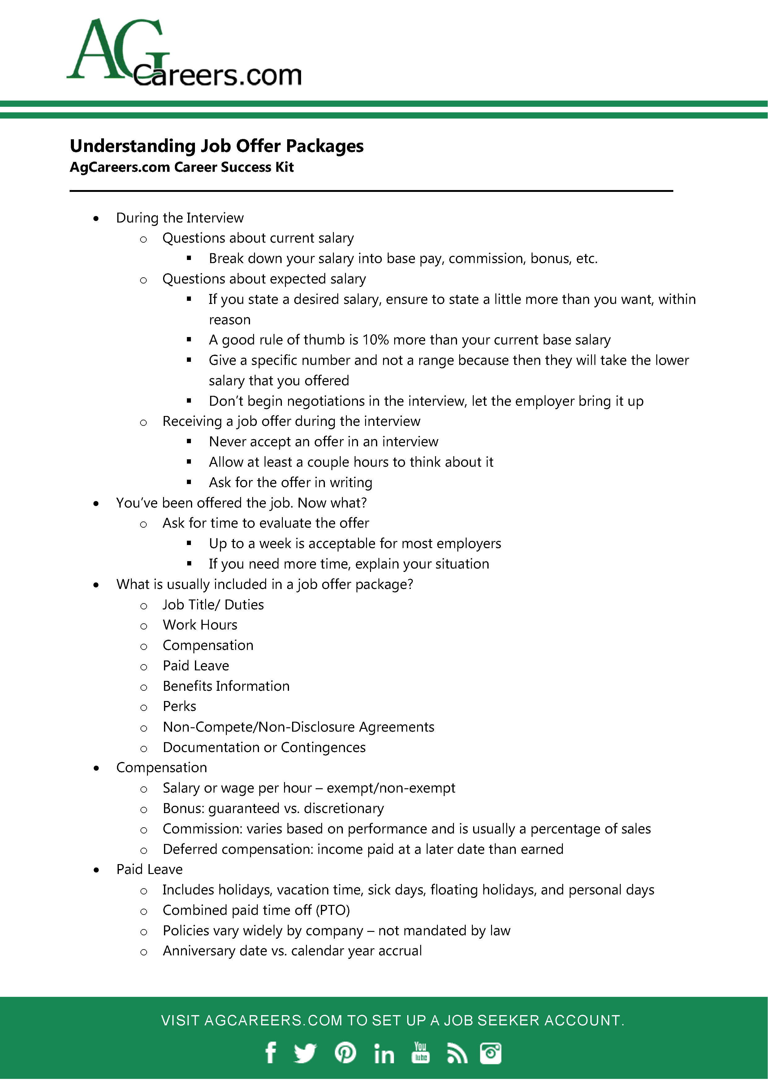 Careers.com Career Success Kit: Understanding the Job Offer Package